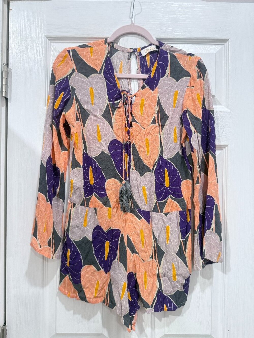 Ava Sky anthurium romper sz S
